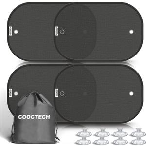 Car Shades for Side Windows 19"x12"(4 Pack),Sun Shade for Car Window with 8 Suction Cups,Window Shades Can Blocks 99.98% UVR,Window Shade for Baby,Glare Shield Protection