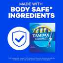 Tampax Compact Pearl Tampons for Women Multipack, with LeakGuard Braid & Extendable Applicator, Regular/Super/Super Plus Absorbency, Compact Extendable Applicator, Unscented, 45 Count