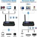 Bluetooth Transmitter Receiver 3-in-1 Bluetooth 5.3 Audio Adapter for 2 Headphones with Bypass Volume Control ON/Off Switch LCD Display 3.5mm Aux/Optical/RCA for Home Stereo TV Speaker PC