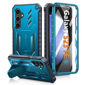 FNTCASE for Samsung Galaxy S23-FE Case: Military Grade Protective Hard Phone Case with Kickstand | Screen Protector | Shockproof TPU Full Protection Drop Proof Phone Cover for Galaxy S23 FE 5G Blue