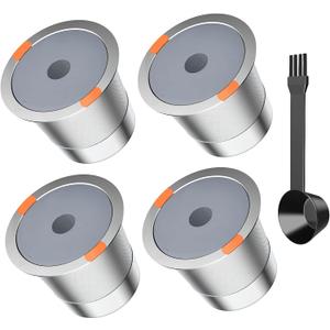 Reusable k Cups for keurig 2.0 1.0,Universal stainless steel Refillable k Cups Filter Use for Keurig all most of coffee Makers brewers(4pack)