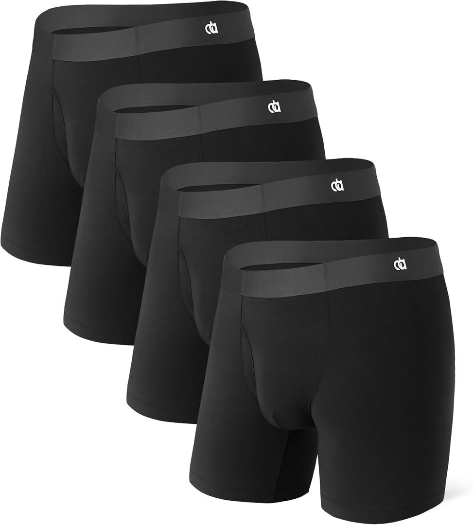 DAVID ARCHY Men's Ultra Soft Underwear Micro Modal Breathable Moisture Wicking Seamless Underwear for Men Multipack (Large, Black, Pack of 4)