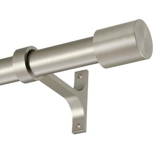 Brushed Nickel 48 to 84 Inch Telescoping Decorative Curtain Rods with Cap Finials (48-84")