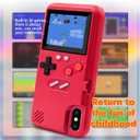 Game Case for iPhone, Retro Protective Case with Own Power Supply, 36 Small Games, Colour Display, Video Game Case for iPhone X/Xs (Red)