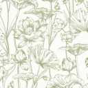 Vinjiasin Peel and Stick Wallpaper Green Floral Contact Paper Boho Modern Lotus Wall Paper for Bedroom Bathroom Living Room Self Adhesive Removable Flower Leaf 17.3"x 78.7"