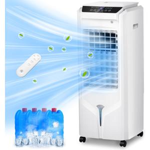 Uthfy 1800 CFM Evaporative Air Cooler, 32 Inch Swamp Cooler Air Conditioner with 4.2 Gal Water Tank, 120Oscillation, 12H Timer, 3 Speed, 4 Modes, Remote, Portable Cooling Fan for Bedroom, Living Room