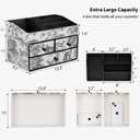 GORESE Leather Makeup Organizer with 3 Drawers for Vanity, Stackable Skincare Holder Dresser Organizer Countertop, Make Up Storage Organizers Counter Cosmetic Display Case Gift for Women(Retro Black)