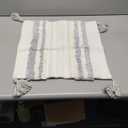 1 pcs decorUhome Decorative Boho Throw Pillow Covers 18x18, Accent Neutral Textured Tufted Pillow Covers Striped for Couch Bed Sofa Living Room, Light Grey and Cream White