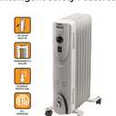 EZ-HEAT Oil-Filled Radiant Radiator Space Heater, Never Refill, Adjustable Thermostat, Tip-Over Switch & Overheat Protection System, MTDR-06WC