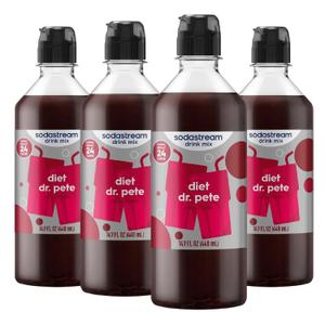SodaStream Diet Dr Pete Drink Mix, 4 Pack Diet Soda Syrup for Sparkling Water Makers, Zero Calorie Soda Stream Flavors, Aspartame Free, 4 x 14.9 Fl Oz (440ml) (EXP 11/30/26)