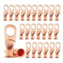25Pcs 4 AWG 3/8 Heavy Duty Battery Cable Ends 4 Gauge Wire Connectors 4 Gauge Battery Cable Lugs Copper Wire Lugs Copper Ring Terminals
