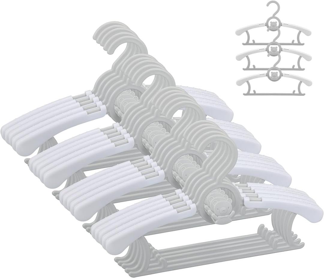 Baby Nursery Closet Hangers, Non-Slip Laundry Infant Pant Hangers for Newborn Clothes - JSF20pcs Adjustable Children Coat Hanger for Girl Boy Toddler Kids Child(Grey)