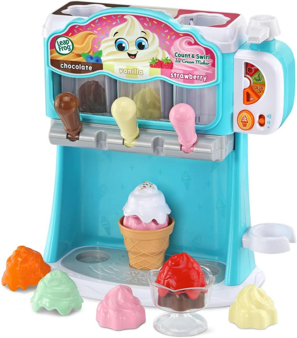 LeapFrog Count and Swirl Ice Cream Maker Playset for Kids Ages 2 Years and up, Blue