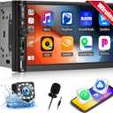 [Upgrade] Double Din Car Stereo with Wireless CarPlay Wireless Android Auto 7 Inch Car Audio Receiver Car Radio Touchscreen with Bluetooth 5.1, Mirror Link, Backup Camera, FM, SWC, USB/AUX/TF