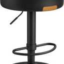 VASAGLE EKHO Collection - 360 Swivel Bar Stool, Height Adjustable Barstool with Storage, Synthetic Leather with Stitching, Mid-Century Modern, Kitchen Bar, Easy Assembly, Ink Black