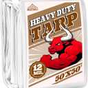 Tarp 50x50 ft Heavy Duty 12mil 100% Waterproof High Durability Multipurpose,Uv Resistant,White Tarp Suitable for Swimming Pools, Boats, Camping, Courtyards, Etc -by MVPNET