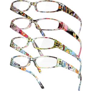 Gaoye 3.25 4-Pack Readers for Women, Blue Light Blocking Reading Glasses, Stylish Reading Glasses for Women in 4 Patterns