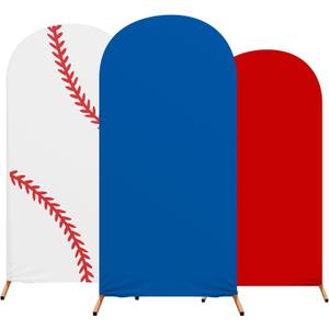 3 Pcs Classic Baseball Arch Backdrop Stand Cover Spandex Fitted Sports Theme Birthday Arch Cover 4ft, 5ft, 6ft Photo Background Props for Birthday Party Decoration
