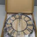 Large Wall Clock for Living Room Decor, Non Ticking Silent, Battery Operated Modern Vintage Wood Wall Clock Oversized Decorative Wall Clock for Bedroom Kitchen Farmhouse Office Decor (14inch, Antique Bronze Metal - Roman Numerals)