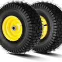 15x6.00-6NHS Lawn Mower Tires, 15 x 6.00-6 Lawn Mower Tires and Wheel Compatible with John Deere Craftsman Husqvarna Riding Lawn Mower Front Tires-with 3/4" Bearing, 3" Centered Hub (2 Pack)
