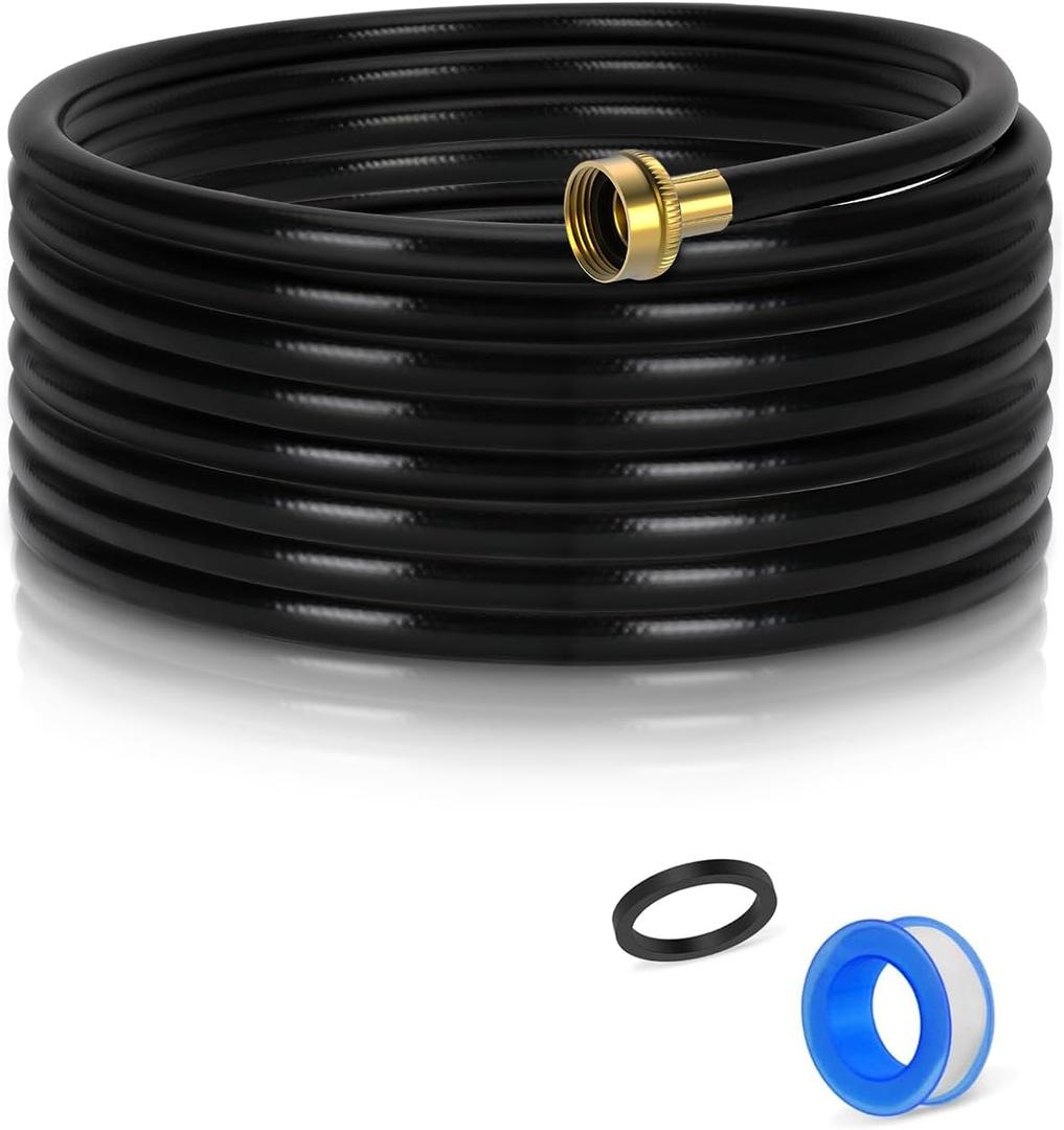 25FT Dehumidifier Drain Hose with 3/4 Inch FHT Connector, featuring Rust-Resistant Brass Fittings for Leak-Proof Connection, Perfectly Compatible with Most Dehumidifier Brands7 Length Options (Black)