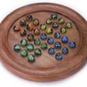 Ajuny Wooden Solitaire Board Game  Handcrafted Round Peg Puzzle with 33 Marbles + 7 Extra, 12x12 Inch Strategy Game for Adults & Kids, Unique Gift & Decor
