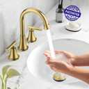 Bathroom Faucets for Sink 3 Hole, Hurran Brushed Gold Bathroom Sink Faucet with Pop-up Drain and Supply Lines, Stainless Steel Lead-Free Widespread Faucet for Vanity RV Farmhouse Sink