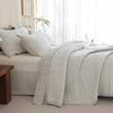 CozyTide Oversized Queen Bedspread (102"x118"), 100% Cotton Waffle Khaki Lightweight Bedspreads & Coverlets Ultra Soft Farmhouse Oversized Queen Quilt Bedding Set for All Season
