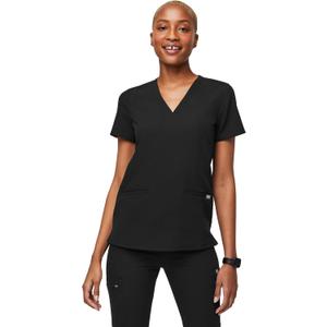 FIGS Casma Scrub Top for Women  Classic Fit, 3 Pockets, Four-Way Stretch, Anti-Wrinkle (Small, Black)