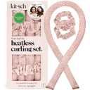 Kitsch Satin Heatless Curling Set  Heatless Curls Overnight with 34" Hair Curler & 2 Satin Scrunchies  Comfortable Hair Curlers to Sleep In for Frizz-Free, No Heat Damage Styling - Micro Dot