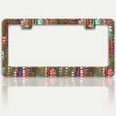 Shell Flower Print License Plate Frame Funny Floral License Plate Holders Stainless Steel Auto Accessory Bracket 2 Hole with Screws for US Vehicles 6x12 Inch for Women Men