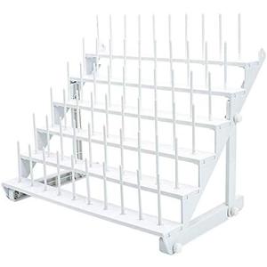 Sew Tech Thread Rack for 60 Spools or 30 Cones, Wall Mounted Large Thread Holder with Long Pegs, Bright White Plastic Thread Stand for Embroidery Serger Sewing Thread Storage and Hair Braiding