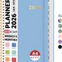 2026 Planner 8.5" x 11", Weekly and Monthly Calendar Planner Book, January 2026 - December 2026, Hardcover Spiral Planner with Monthly Tabs, Notes Pages, Perfect for Women & Men, A4 - Blue