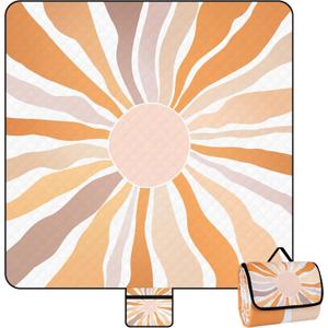 Picnic Blankets, Large Beach Blanket Waterproof Sandproof, Foldable & Portable Outdoor Picnic Blanket, 79''x79'' 3-Layer Picnic Mat for Camping, Park, Travel, Grass Lawn-Boho Sunburst