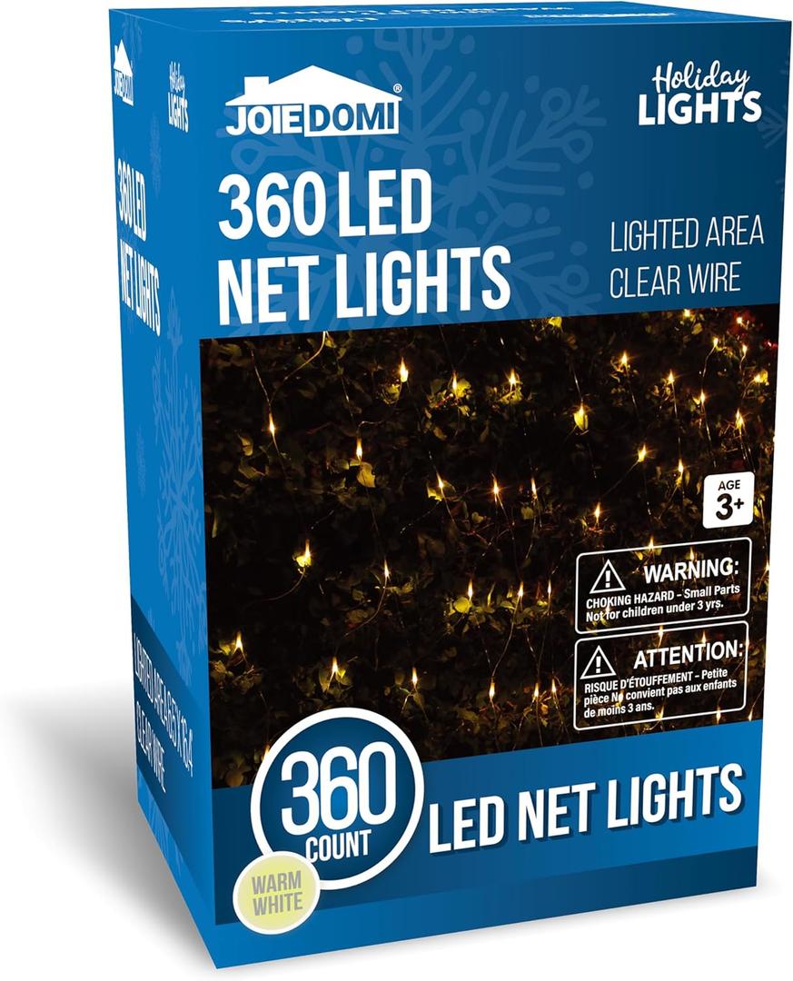 Joiedomi 360 LED Christmas Net Lights for Indoor & Outdoor Decorations, Christmas Events, Christmas Eve Night Decor, Christmas Tree, Bushes (Warm White)