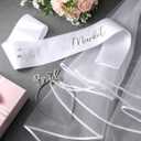3 Pcs Bachelorette Party Decorations Fresh off the Market Sash Silver Bridal Crown with White Veil for Women Bachelorette Party Bridal Shower Supplies Gifts Wedding Accessories