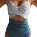 Eomenie Women's One Piece Swimsuits Tummy Control Cutout High Waisted Bathing Suit Wrap Tie Back 1 Piece Swimsuit L