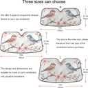 Car Windshield Sunshade Foldable Flowers and Two Birds Sun Visor Protect UV Rays for Most Sedans SUV Trucks Lowers Cabin Temperature, Keeps The Interior of The Car Cool 53 x 23.5 Inch