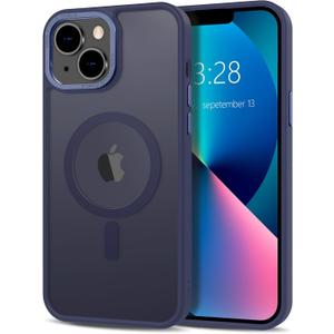 Anuck for iPhone 13 Case Magnetic Phone Case Compatible with MagSafe, Soft TPU Bumper Hard Translucent Matte Back Slim Fit Shockproof Protective Cover for Men Women Girls - Dark Blue