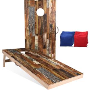 4x2 ft Solid Wood Cornhole Set with 8 Bean Bags, Regulation Size Cornhole Board Set for Adults, Cornhole Game Set for Tailgate Backyard Toss Games Indoor&Outdoor Activities