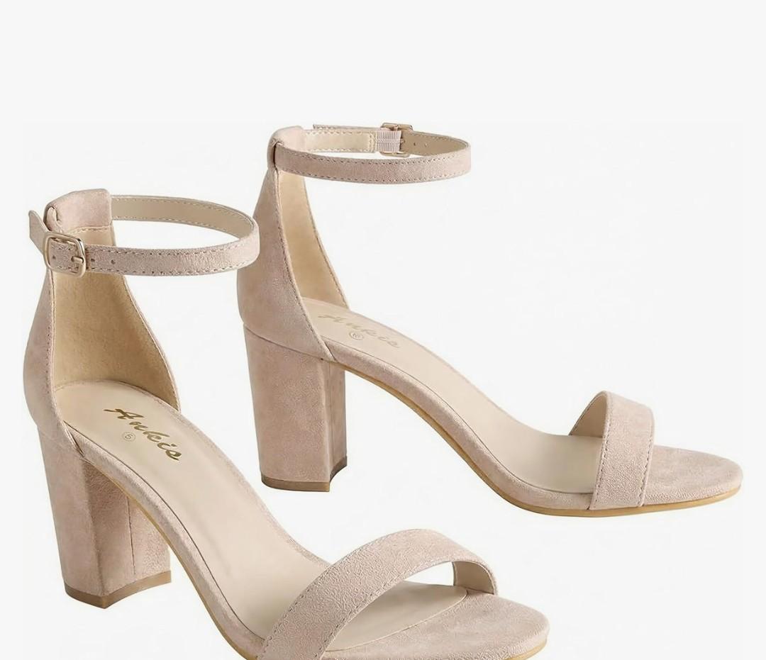 Ankis Heels for Women Open Toe Ankle Strap Chunky Heel Sandals 2.75 Inch Size 7