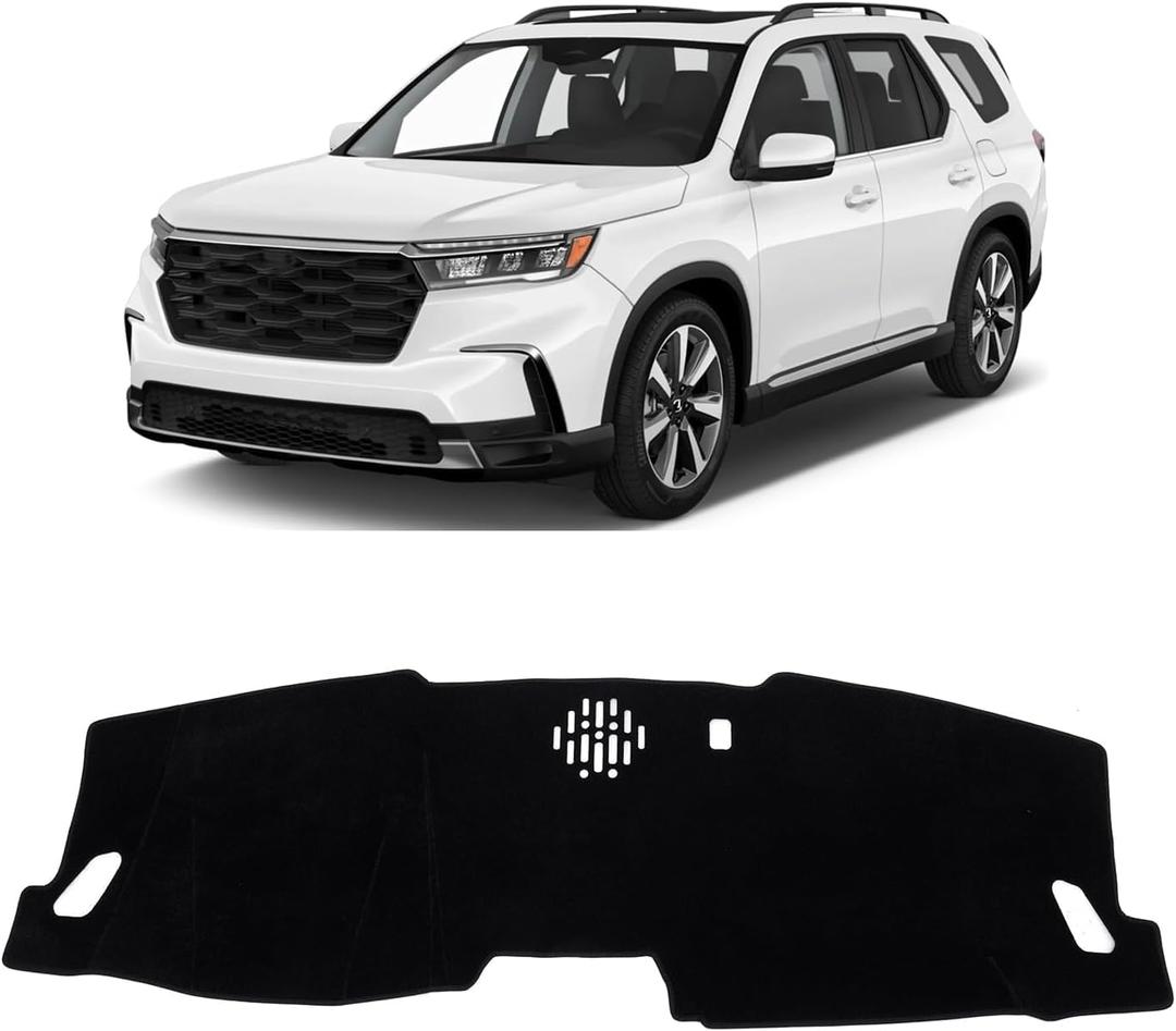 KUST Car Dash Cover for 2023 2024 2025 Honda Pilot (Without HUD) Polyester Non-Slip Center Console Dash Cover Interior Accessories for Pilot Custom Fit Dash Mat Sunshade Windshield Glare Black