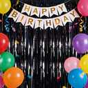 2 x Black Laser Tinsel Glitter Foil Fringe Curtain Birthday Party Streamers Backdrop Decorations Photo Booth Theme Bachelorette Graduation Decor