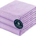 3 Pack Dual Tone Waffle Weave Kitchen Towels, 16x26 Inch, 100% Cotton, Reversible, Super Absorbent, Quick Dry, Durable Dishcloth Set, Soft Hand Towels for Cleaning, Lavender