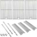 Replacement Kit for Kitchen Aid 720-0787D 730-0787D 720-0953 730-0953 720-0953L, 7MM Solid Stainless Steel Cooking Grates, Burner and Heat Plates Replacement Parts for Kitchen Aid Gas Grill
