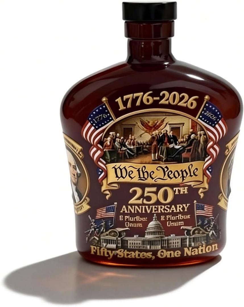 U.S. 250th Anniversary Commemorative "We the People" Whiskey Bottle, Anniversary Commemorative Personal Reserve Glass Wine Bottle, Decanter for Whisky, Bourbon, Scotch, Wine