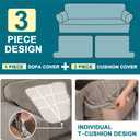 Turquoize 3 Piece T Cushion Sofa Slipcovers Sofa Cover for T Cushion Sofa Couches Stretch Couch Cover Furniture Covers with 2 Individual T Cushion Covers, Machine Washable (2 Cushion Sofa, Taupe)
