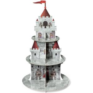 Medieval Knight Cupcake Stand 3 Tiers Castle Birthday Party Cardboard Cupcake Holder Decorations Knight Dessert Tower Party Supplies for Kids Birthday Baby Shower Gender Reveal Decoration