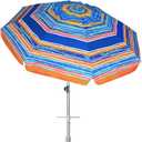 AMMSUN 7ft Beach Umbrella with Sand Anchor Portable Outdoor Patio Sun Shelter UPF50+ Protection & Tilt Aluminum Pole Air Vent with Carry Bag for Beach Patio Garden Outdoor Multicolor Blue