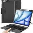 Nillkin Keyboard Case for iPad Air 13-inch (M3 2025/M2 2024), iPad Pro 12.9-inch (6th/5th/4th/3rd Gen) Rugged Case with Detachable Keyboard, Magic Trackpad, Portrait/Landscape Stand, Black